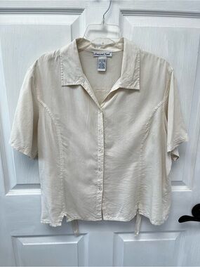 Anna Frank Vintage 90s Silk Cropped Blouse XL Minimalist Vintage Preppy Luxe